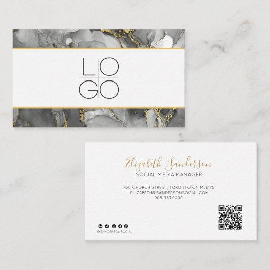 ELEGANT MINIMAL SCRIPT YOUR QR CODE Business Card Visitenkarte (Vorne/Hinten)