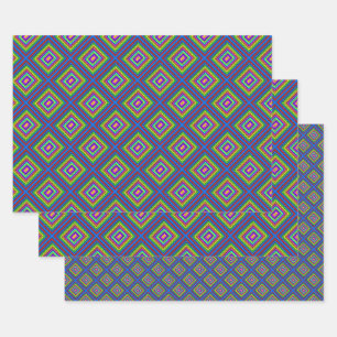 Elegant Minimal Simple Geometric quadful farbig Geschenkpapier Set
