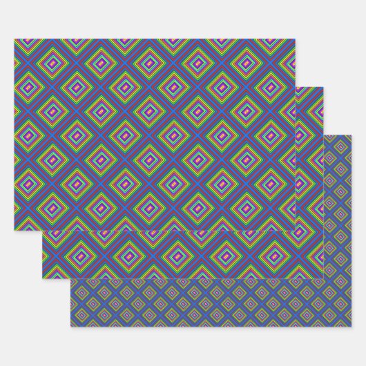 Elegant Minimal Simple Geometric quadful farbig Geschenkpapier Set (Set)