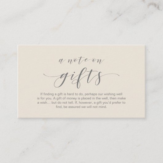 Elegant-Minimal-Skript, Ein Hinweis auf Geschenke Begleitkarte (Vorderseite)