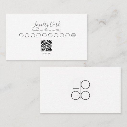 ELEGANT MINIMAL SKRIPT IHRE QR CODE LOYALTY CARD VISITENKARTE (Vorne/Hinten)