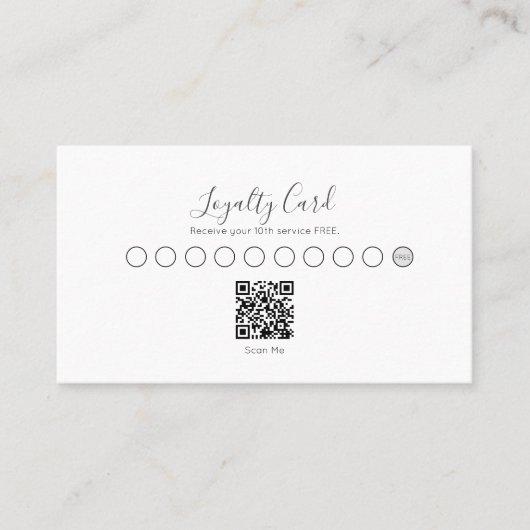 ELEGANT MINIMAL SKRIPT IHRE QR CODE LOYALTY CARD VISITENKARTE (Vorderseite)
