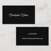 Elegant Minimal Solid Black Visitenkarte (Vorne/Hinten)
