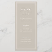 Elegant Minimal Taupe Dinner Menükarte (Vorderseite)