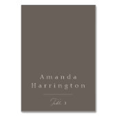 Elegant Minimal Taupe Wedding Place Card  Tischnummer (Vorderseite)