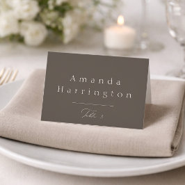 Elegant Minimal Taupe Wedding Place Card  Tischnummer
