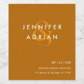 Elegant Minimal Tiger's Eye Moderne Hochzeit Weiß Weinetikett (Einzelnes Label)