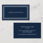 Elegant Minimal Triple Frame Navy Blue Visitenkarte (Vorne/Hinten)