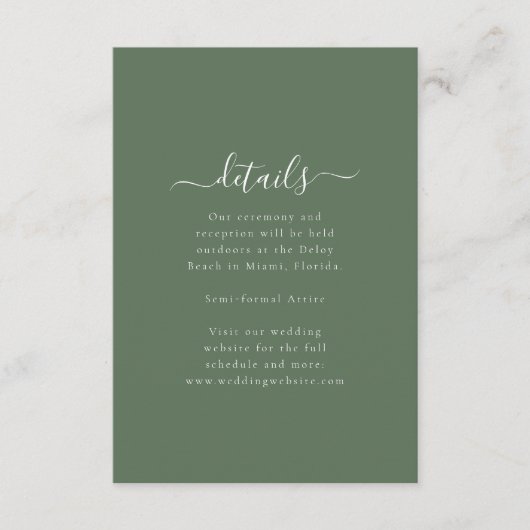 Elegant Minimal Wedding Details Enclosure Card Begleitkarte (Vorderseite)