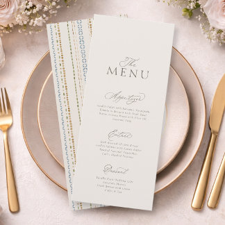 Elegant Minimal Wedding Menu Card with Pattern Einladung