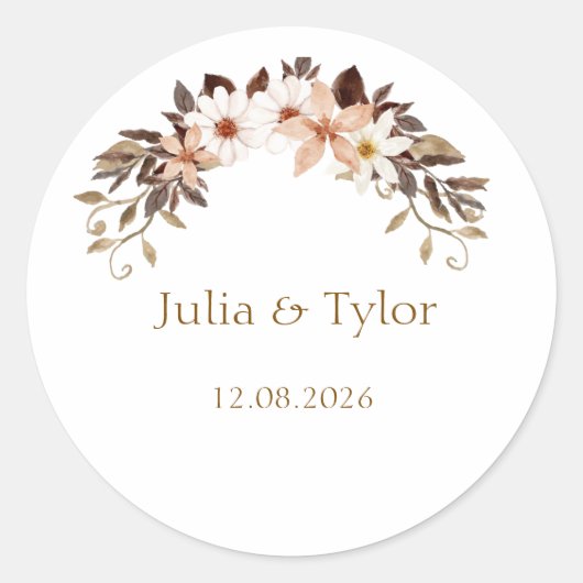 Elegant Minimal Wedding Sticker (Vorderseite)