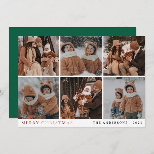 Elegant Minimal Weihnachten | Moderne 6 Foto (Vorne/Hinten)