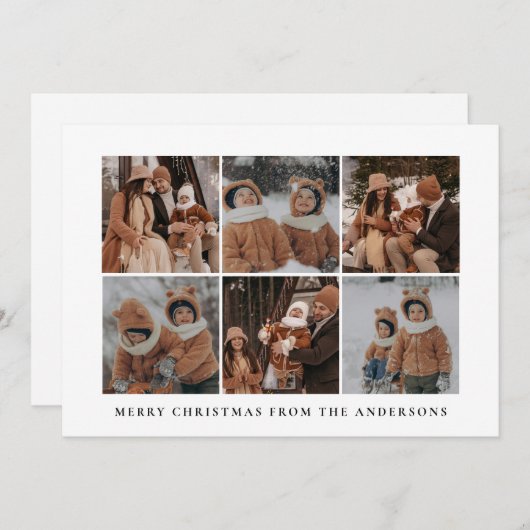 Elegant Minimal Weihnachten | Moderne 6 Foto (Vorne/Hinten)