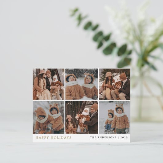 Elegant Minimal Weihnachten | Moderne 6 Foto (Stehend Vorderseite)