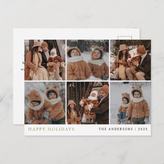 Elegant Minimal Weihnachten | Moderne 6 Foto (Vorne/Hinten)