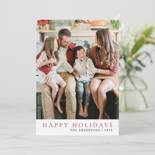 Elegant Minimal Weihnachten | Moderne Familie 1 Fo (Stehend Vorderseite)