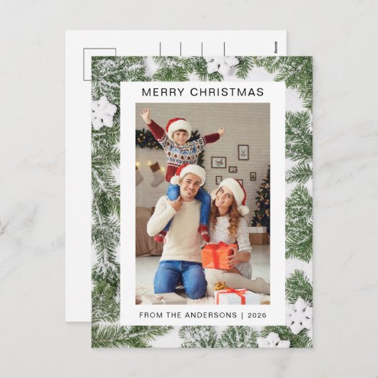 Elegant Minimal Weihnachten | Moderne Familie 1 Fo (Vorne/Hinten)