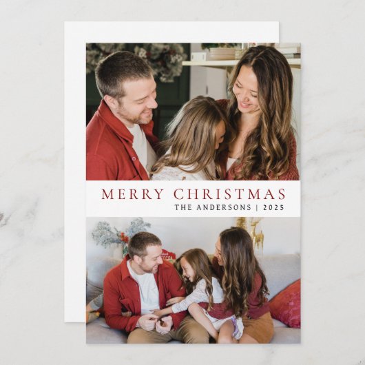 Elegant Minimal Weihnachten | Moderne Familie 2 Fo (Vorne/Hinten)