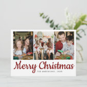 Elegant Minimal Weihnachten | Moderne Familie 3 Fo (Stehend Vorderseite)