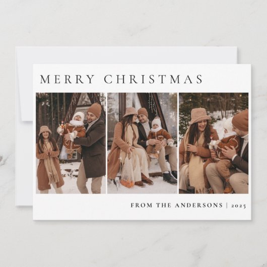 Elegant Minimal Weihnachten | Moderne Familie 3 Fo (Vorderseite)