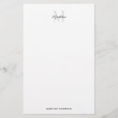 Elegant Minimal White Black Script Monogram Briefpapier (Vorderseite)