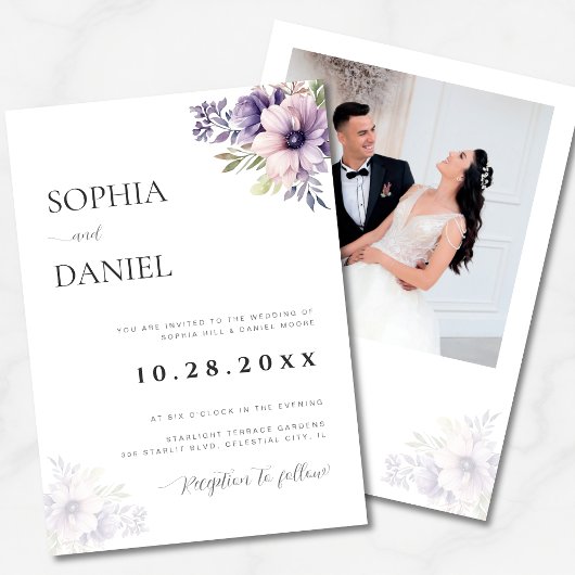 Elegant Minimal White Floral Wedding Invitation Einladung