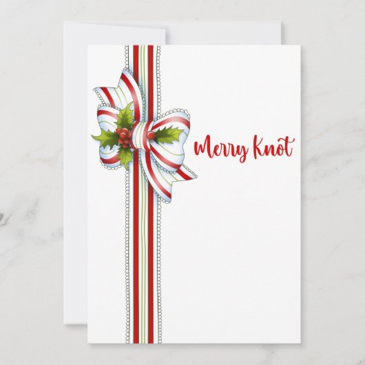 Elegant Minimal White Green Ribbon Weihnachten (Vorderseite)