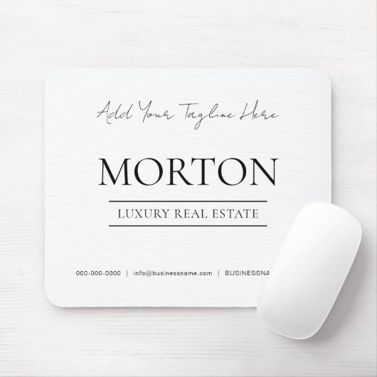 Elegant Minimal White Luxury Real Estate Mousepad (Mit Mouse)