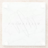 Elegant Minimal White Marble Mr. Script Custom Glasuntersetzer (Rückseite)