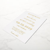 Elegant Minimal White Wedding Gold Folieneinladung (Gedreht)
