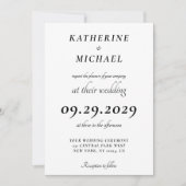 Elegant Minimal White Wedding Invitations Einladung (Vorderseite)