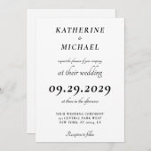 Elegant Minimal White Wedding Invitations Einladung (Vorne/Hinten)