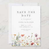 Elegant Minimal Wildflower Wedding Save The Date (Vorderseite)