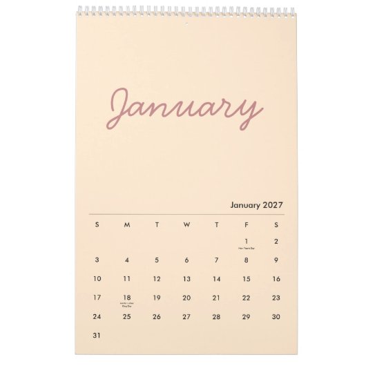 Elegant Minimalist 2026 Calendar Kalender (Jan 2027)