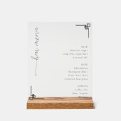 Elegant Minimalist Bar Menu Acrylschild (Vorderseite)
