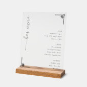 Elegant Minimalist Bar Menu Acrylschild (Winkel)