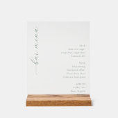 Elegant Minimalist Bar Menu Acrylschild (Vorderseite)