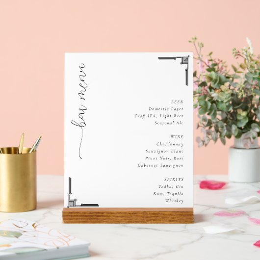 Elegant Minimalist Bar Menu Acrylschild (Hochzeit)
