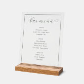 Elegant Minimalist Bar Menu Sign Acrylschild (Winkel)