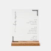 Elegant Minimalist Bar Menu Sign Acrylschild (Vorderseite)