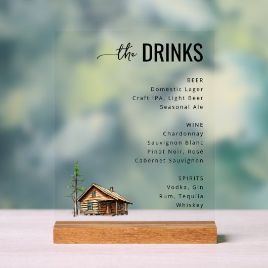 Elegant Minimalist Beverage Menu Acrylschild (Neutral)