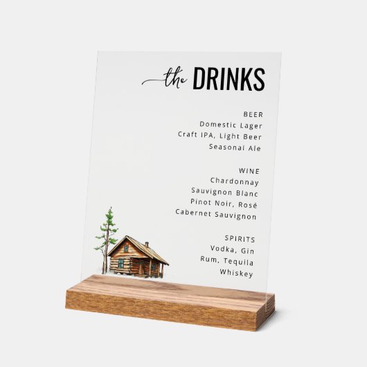 Elegant Minimalist Beverage Menu Acrylschild (Winkel)