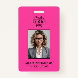 Elegant Minimalist Bight Pink Employee Photo ID Ausweis