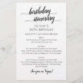Elegant Minimalist Birthday Itinerary Invitation (Vorderseite)