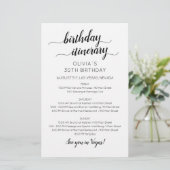 Elegant Minimalist Birthday Itinerary Invitation (Stehend Vorderseite)