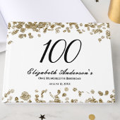 Elegant Minimalist Black and Gold 100th Birthday Gästebuch