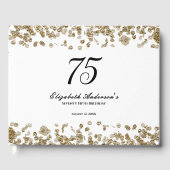 Elegant Minimalist Black and Gold 75th Birthday Gästebuch (Vorderseite)