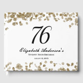 Elegant Minimalist Black and Gold 76th Birthday Gästebuch (Vorderseite)