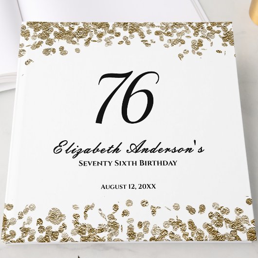 Elegant Minimalist Black and Gold 76th Birthday Gästebuch