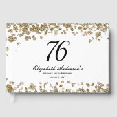 Elegant Minimalist Black and Gold 76th Birthday Gästebuch (Vorderseite)